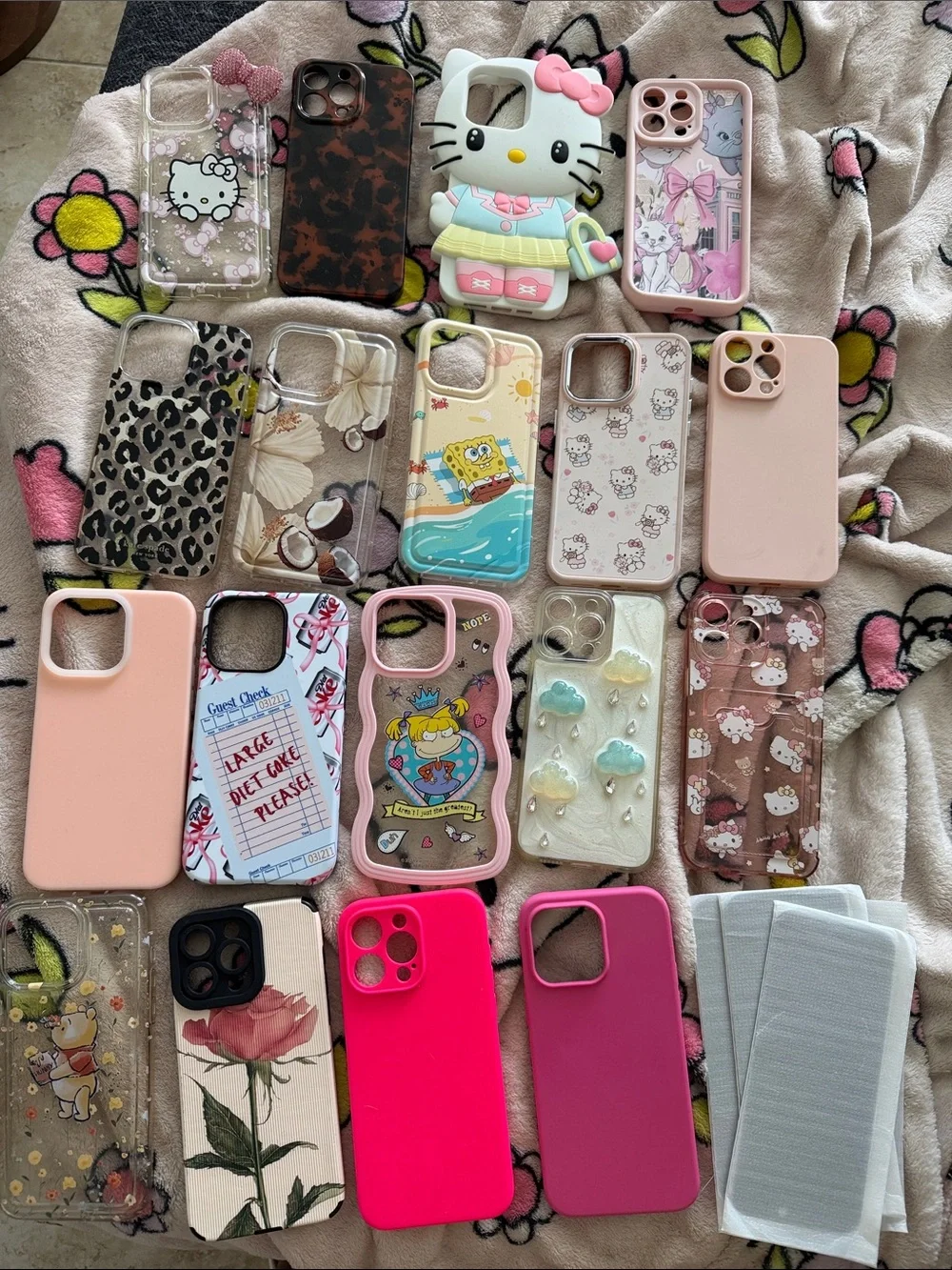 iPhone 15 Pro Max Cute Pink Hello Kitty & Assorted Phone Case Bundle - Pink